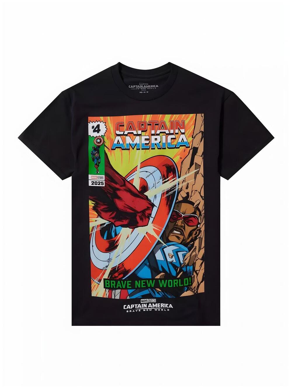 Marvel Captain America Brave New World T-Shirt Black LG NWT